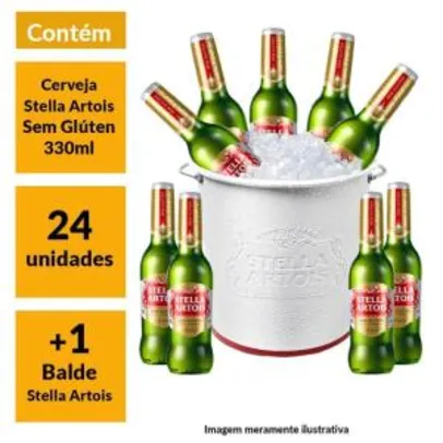 Kit Stella Artois Sem Glúten (24 unidades) + Balde Stella Artois | R$160