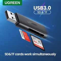 [R$ 2 - Conta Nova] Leitor de cartão USB 3.0 Ugreen para SD, Micro SD 