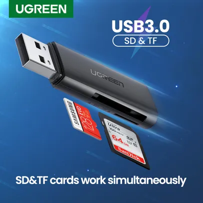 [R$ 2 - Conta Nova] Leitor de cartão USB 3.0 Ugreen para SD, Micro SD 