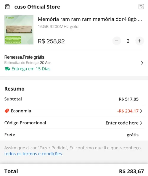 Imagem na descrição da promoção