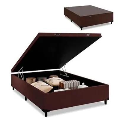 [C. ouro] Cama Box com Baú Casal com 38cm de Altura Prince Suede Marrom