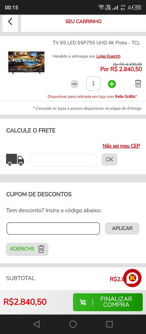 Imagem na descrição da promoção