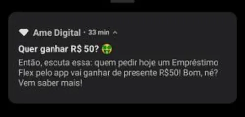 R$50 de volta para quem pedir um Empréstimo Flex hoje | Ame Digital