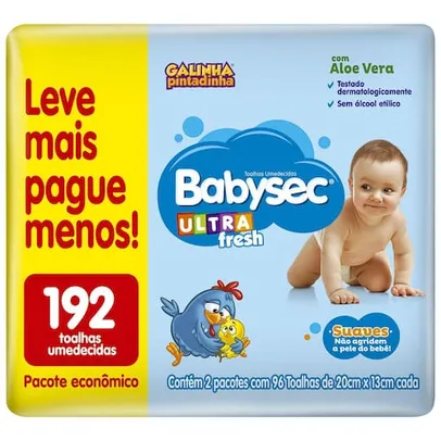 Toalhas Umedecidas para Bebês Babysec Ultrafresh - 192 Unidades