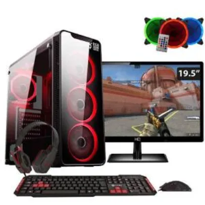 PC Gamer Completo Easy PC Intel Core i5 (GeForce GTX 1050 Ti 4GB) 8GB HD 1TB Monitor LED 19.5" - R$2.393