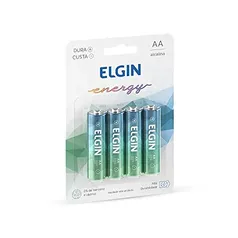 Kit Pilhas Alcalinas com 4X AA, Elgin, Baterias