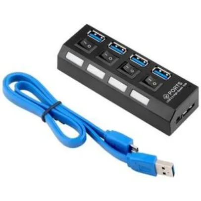 HUB MD9 USB 4 Portas 3.0, com Interruptor Energia + Cabo - 7873 R$38
