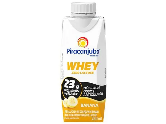 (App + cliente ouro) Bebida Láctea Piracanjuba Whey Banana Zero Lactose | R$3,07