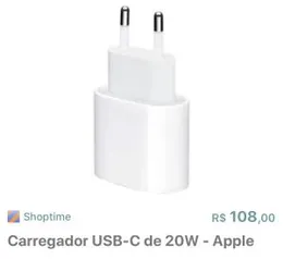 Carregador Apple 20w | R$108