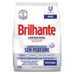 Detergente Pó Uso Geral sem Perfume Brilhante Limpeza Total Pro Pacote 4kg