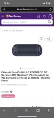 [REEMBALADO] Caixa de Som Portátil LG XBOOM GO Pl7 Meridian 30W Bluetooth IPX5 | R$565