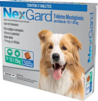 NexGard para Cães de 10,1 a 25kg 3 tabletes | R$132