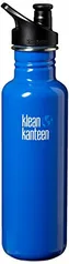 Klean Kanteen Garrafa de água clássica de aço inoxidável de parede única não isolada com tampa esportiva, 765 g, Coastal Waterers