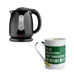 Combo Cozinha - Chaleira Elétrica 1,7L 1200W 127V e Caneca de Porcelana Boleto Up Home - BE023K