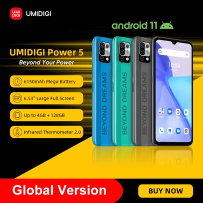 Smartphone Umidigi power 5 versão global android 11 helio g25 | R$634