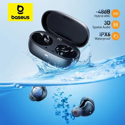 Fone de Ouvido Baseus Impermeável IPX6 Bowie MA10 Pro  Sem Fio Bluetooth 5.3, Cancelamento de Ruído Ativo 48dB, Bateria 40H, 