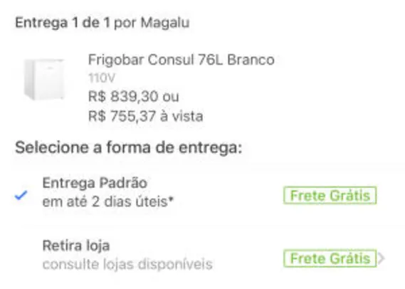 Frigobar Consul 76L Branco - CRC08 | R$755