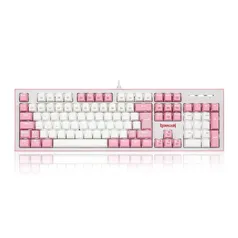 Teclado Mecanico Gamer Redragon HADES, Led White, ABNT2, Switch Azul, Branco e Rosa, K623-WP-(PT-BLU