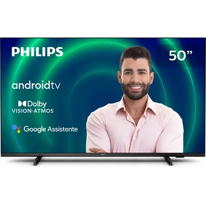 Smart TV Philips 50" 4 50pug7406/78, Google Assistant, Comando de Voz, Dolby Vision/atmos, Vrr/allm, Bluetooth