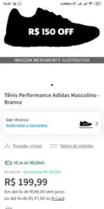 Tênis Performance Adidas Masculino - Branco - R$200