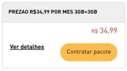 Claro prezão R$ 34,99 por mês 3GB+3GB