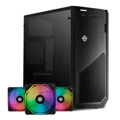 Kit Gabinete TGT Raider + Kit Ventoinhas Wave RGB 3x + Controladora | R$ 268