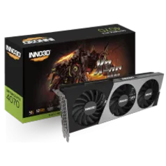 Placa de Vídeo INNO3D NVIDIA GeForce RTX 4070 X3 OC, 12GB, GDDR6X, DLSS, Ray Tracing, N40703-126XX-185252L