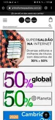 50% OFF nas editoras Global e Planeta; e 30% na editora Penguim