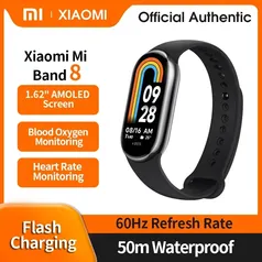 [Taxa Inclusa/G Pay] Xiaomi Mi Band 8, Display AMOLED de 1.62", Oxigênio no Sangue, Monitoramento Frequência Cardíaca, Modos Esportivos