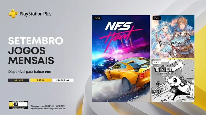 Jogos mensais PSN PLUS de setembro disponíveis 