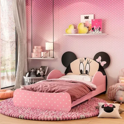 Mini Cama Infantil Móveis Estrela Minnie - Rosa/Preto