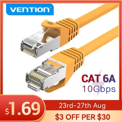 (Novos usuários) Vention-cabo ethernet cat6a | R$ 1,54