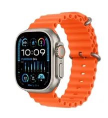 Apple Watch Ultra 2 49mm GPS + Cellular, Caixa de Titânio, Pulseira Oceano Laranja, Neutro em Carbono - MREH3BZ/A