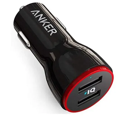 Carregador Veicular Anker PowerDrive, 2 portas USB, 24W de potência | R$ 22