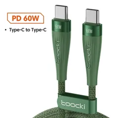 [Moedas R$9] Cabo de Dados Toocki 60W de 1 Metro USB C para USB C - Acabamento Premium, Carregamento Rápido