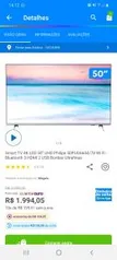 R$1894,05 [APP + R$100 cashback] Smart TV 50" 4k Led UHD Philips|bordas ultra finas|10x sem juros | R$1.994