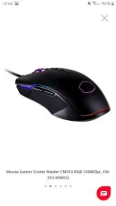 Mouse Gamer Cooler Master CM310 RGB 10000dpi | R$150