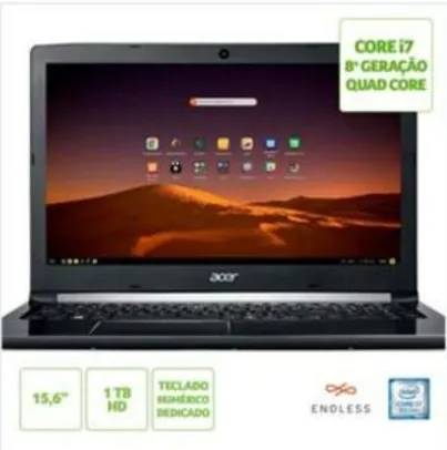 Notebook Acer Aspire 5 A515-51-C0ZG Intel® Core i7-8550U 8ªGeração 8GB RAM HD de 1TB 15.6" HD Linux (ENDLESS OS)