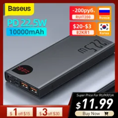 Baseus Power Bank 10000mAh with 20W PD Fast Charging Powerbank