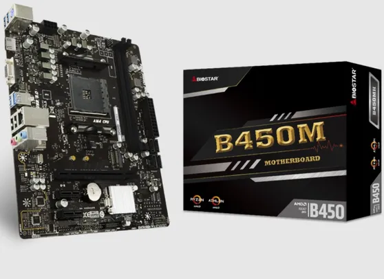 Placa Mãe Biostar B450MH, Chipset B450, AMD AM4, mATX, DDR4