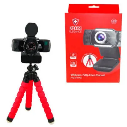 Webcam Kross Elegance HD 720p Foco Manual Com Tripé | R$135