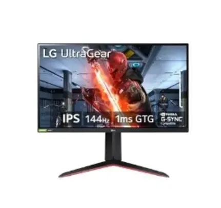 Monitor Gamer LG UltraGear 27", 144Hz, Full HD, 1ms, IPS, DisplayPort e HDMI, HDR 10, 99% sRGB, FreeSync Premium, VESA - 27GN65R