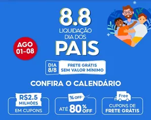 [8.8]R$2.5 milhões em cupons Shopee | Hoje, 7/8 20h