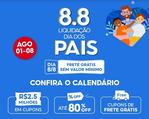 [8.8]R$2.5 milhões em cupons Shopee | Hoje, 7/8 20h