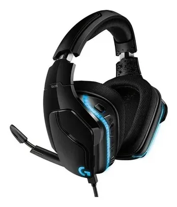 Fone de ouvido over-ear gamer Logitech G Series G635 preto com luz  rgb LED