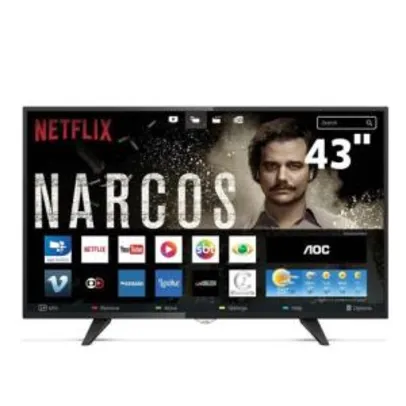 Smart TV LED 43" Full HD AOC LE43S5977 com Wi-Fi, Botão Netflix, App Gallery, Conversor Digital Integrado, Entradas HDMI e USB - R$ 1439