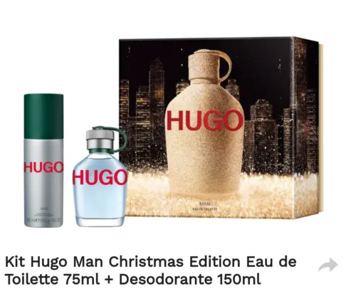  Kit Hugo Man Christmas Edition Eau de Toilette 75ml + Desodorante 150ml