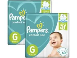 Fralda Pampers Confort Sec G - 120 UN | R$91