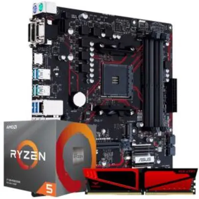 Pichau Kit upgrade, AMD Ryzen 5 3600, Asus Prime B450M Gaming/BR, 8GB 2666MHZ R$1.470