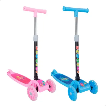 Patinete infantil 3 rodas com led luzes dobrável ajustável menino menina